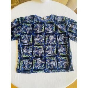 Unionbay Woman’s Medium Blue Patterned Cotton T-Shirt